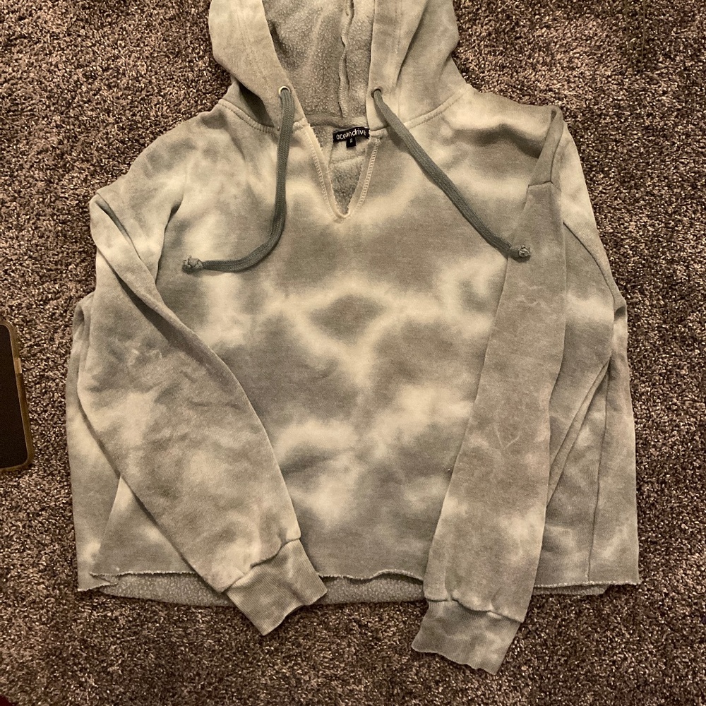 Ocean Drive blue tie dye cropped hoodie